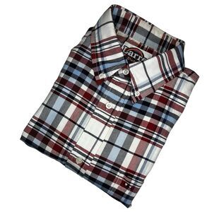 Larro Button Down Short Sleeve Shirt Men's XL Plaid‎ Cotton